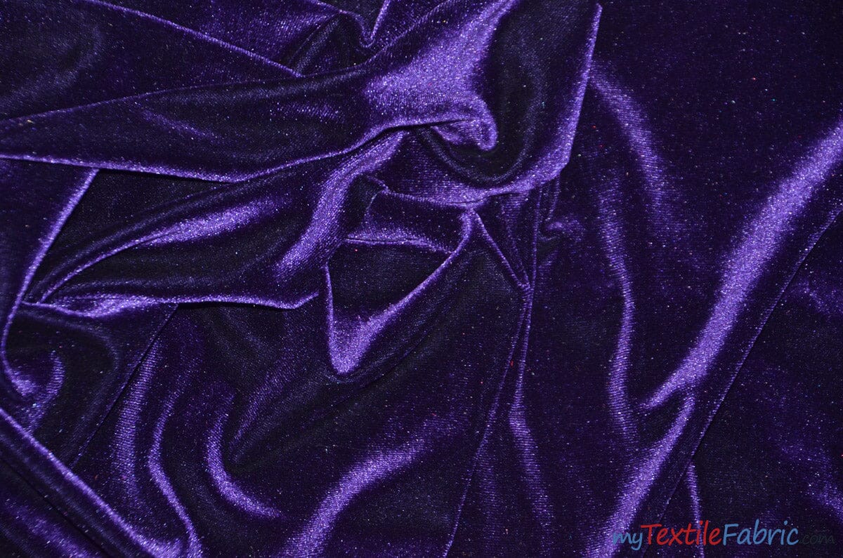 Soft and Plush Stretch Velvet Fabric | Stretch Velvet Spandex | 58" Wide | Spandex Velour for Apparel, Costume, Cosplay, Drapes | Fabric mytextilefabric Yards Dark Purple 
