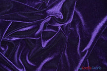 Load image into Gallery viewer, Soft and Plush Stretch Velvet Fabric | Stretch Velvet Spandex | 58&quot; Wide | Spandex Velour for Apparel, Costume, Cosplay, Drapes | Fabric mytextilefabric Yards Dark Purple 
