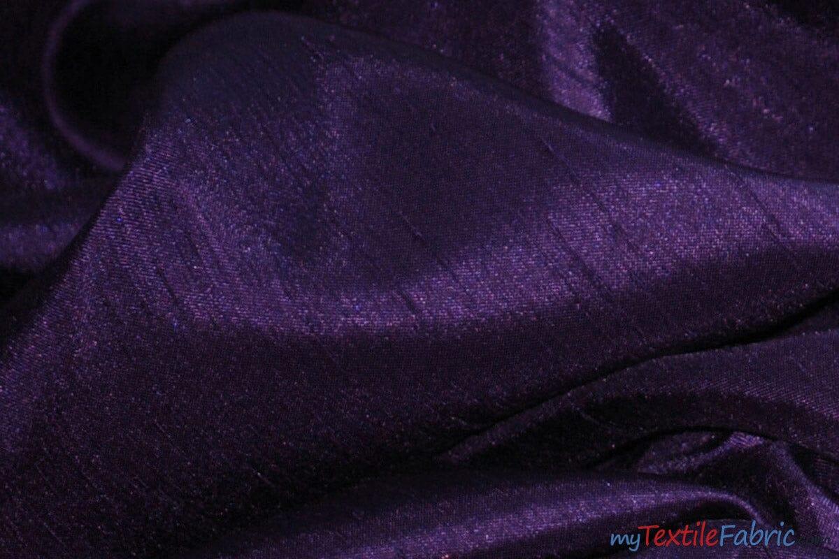 Shantung Satin Fabric | Satin Dupioni Silk Fabric | 60" Wide | Multiple Colors | Sample Swatch | Fabric mytextilefabric Sample Swatches Dark Purple 