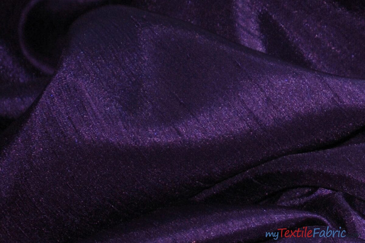 Shantung Satin Fabric | Satin Dupioni Silk Fabric | 60" Wide | Multiple Colors | Wholesale Bolt | Fabric mytextilefabric Bolts Dark Purple 