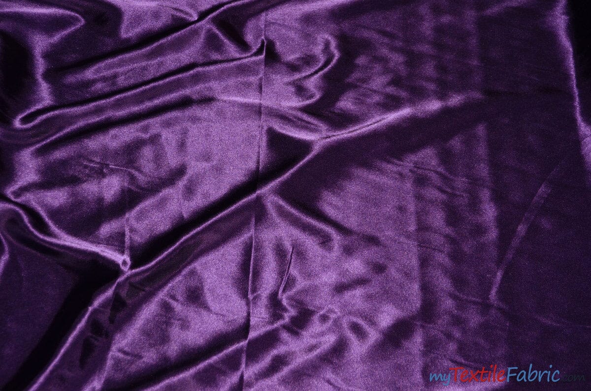 Silky Soft Medium Satin Fabric | Lightweight Event Drapery Satin | 60" Wide | Sample Swatches | Fabric mytextilefabric Sample Swatches Dark Purple 0080 