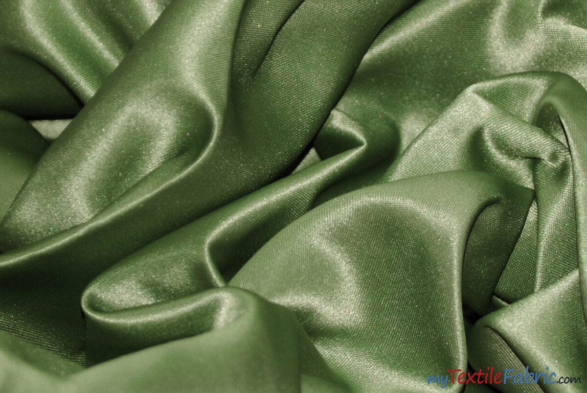 L'Amour Satin Fabric | Polyester Matte Satin | Peau De Soie | 60" Wide | Sample Swatch | Wedding Dress, Tablecloth, Multiple Colors | Fabric mytextilefabric Sample Swatches Dark Sage 