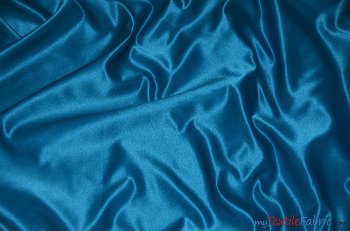 L'Amour Satin Fabric | Polyester Matte Satin | Peau De Soie | 60" Wide | Sample Swatch | Wedding Dress, Tablecloth, Multiple Colors | Fabric mytextilefabric Sample Swatches Dark Teal 