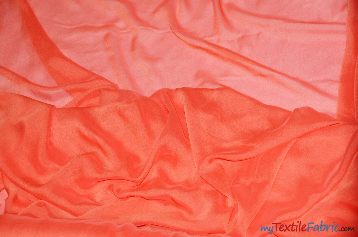 Two Tone Chiffon Fabric | Iridescent Chiffon Fabric | 60" Wide | Clean Edge | Multiple Colors | Wholesale Bolt | Fabric mytextilefabric Bolts Dolce Coral 