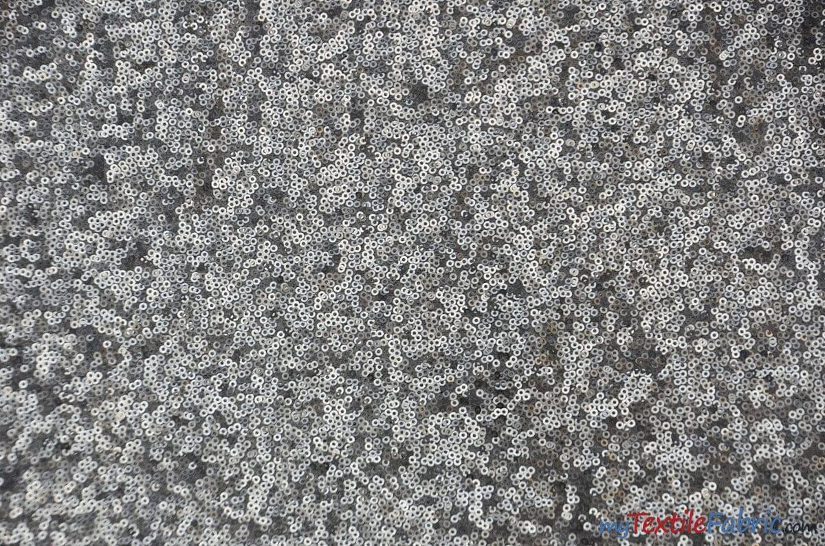 Glitz Mesh Sequins Fabric | 3mm Glitter Sequins | 52" Wide | Multiple Colors | Fabric mytextilefabric Yards Dull Silver 