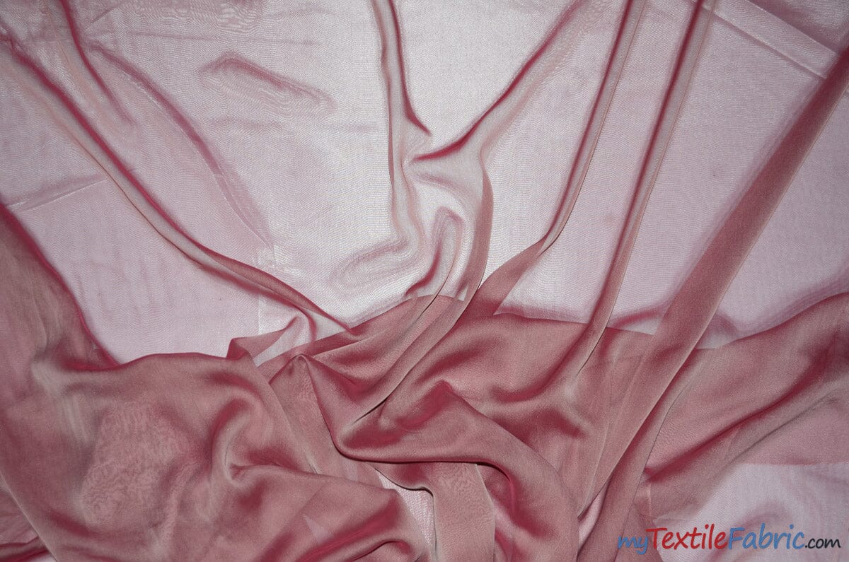 Two Tone Chiffon Fabric | Iridescent Chiffon Fabric | 60" Wide | Clean Edge | Multiple Colors | Wholesale Bolt | Fabric mytextilefabric Bolts Dusty Rose 