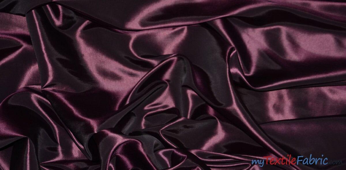 Taffeta Fabric | Two Tone Taffeta Fabric | Non Stretch Taffeta | 60" Wide | Multiple Solid Colors | Continuous Yards | Fabric mytextilefabric Yards Eggplant 