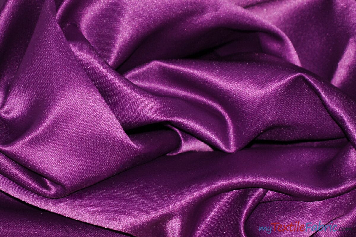 L'Amour Satin Fabric | Polyester Matte Satin | Peau De Soie | 60" Wide | Sample Swatch | Wedding Dress, Tablecloth, Multiple Colors | Fabric mytextilefabric Sample Swatches Eggplant 