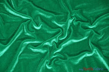Load image into Gallery viewer, Soft and Plush Stretch Velvet Fabric | Stretch Velvet Spandex | 58&quot; Wide | Spandex Velour for Apparel, Costume, Cosplay, Drapes | Fabric mytextilefabric Yards Flag Green 