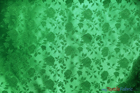 Satin Jacquard | Satin Flower Brocade | Sample Swatch 3"x3" | Fabric mytextilefabric Sample Swatches Flag Green 