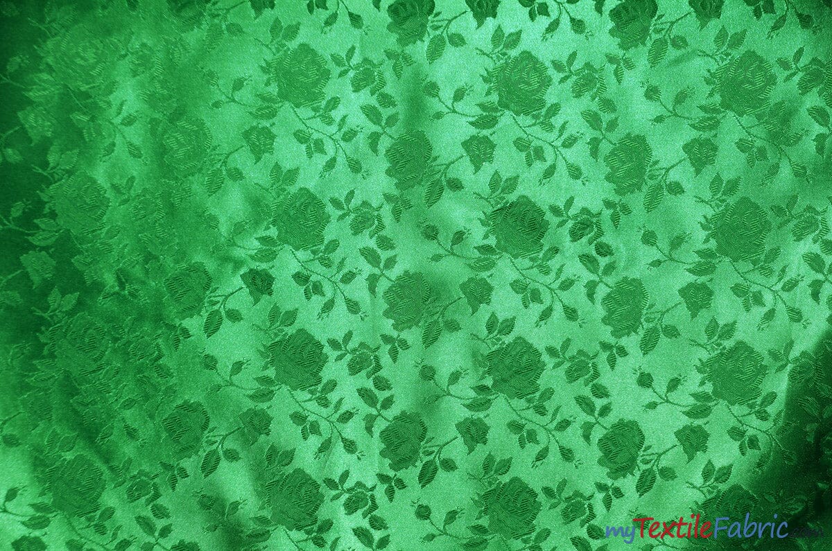 Satin Jacquard | Satin Flower Brocade | 60" Wide | Sold by the Continuous Yard | Fabric mytextilefabric Yards Flag Green 