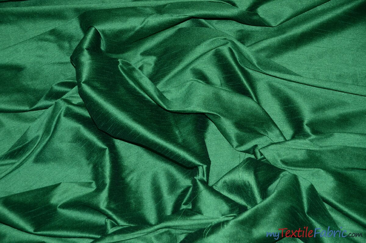 Polyester Silk Fabric | Faux Silk | Polyester Dupioni Fabric | Continuous Yards | 54" Wide | Multiple Colors | Fabric mytextilefabric Yards Flag Green 