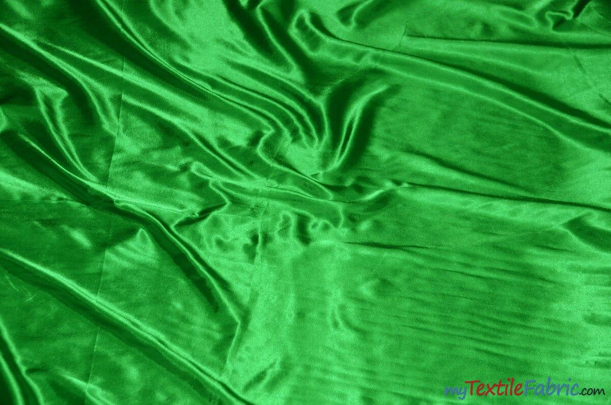 Charmeuse Satin Fabric | Silky Soft Satin | 60" Wide | Continuous Yards | Multiple Colors | Fabric mytextilefabric Yards Flag Green 