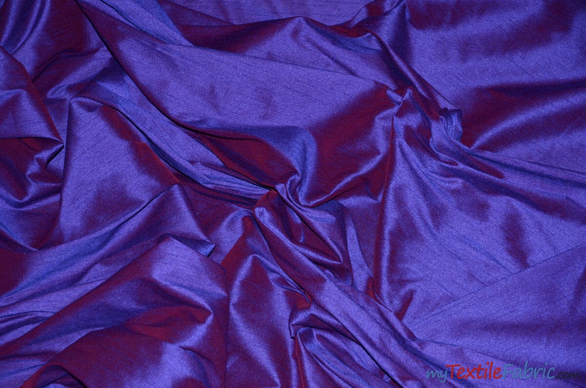 Polyester Silk Fabric | Faux Silk | Polyester Dupioni Fabric | Sample Swatch | 54" Wide | Multiple Colors | Fabric mytextilefabric Sample Swatches Flag Purple 