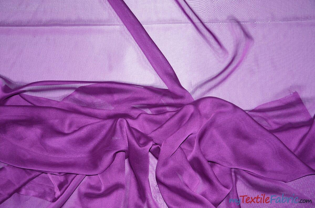 Two Tone Chiffon Fabric | Iridescent Chiffon Fabric | 60" Wide | Clean Edge | Multiple Colors | Continuous Yards | Fabric mytextilefabric Yards Flag Purple 