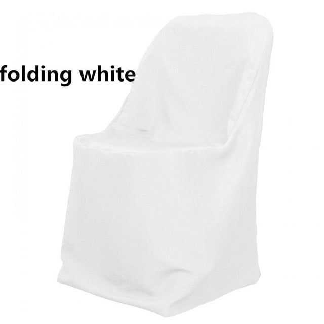 Wrinkle Free Folding Chair Covers | Scuba Folding Chair Cover | Chair Cover for Wedding, Event, Ballroom | White Ivory Black | newtextilefabric By Piece White 