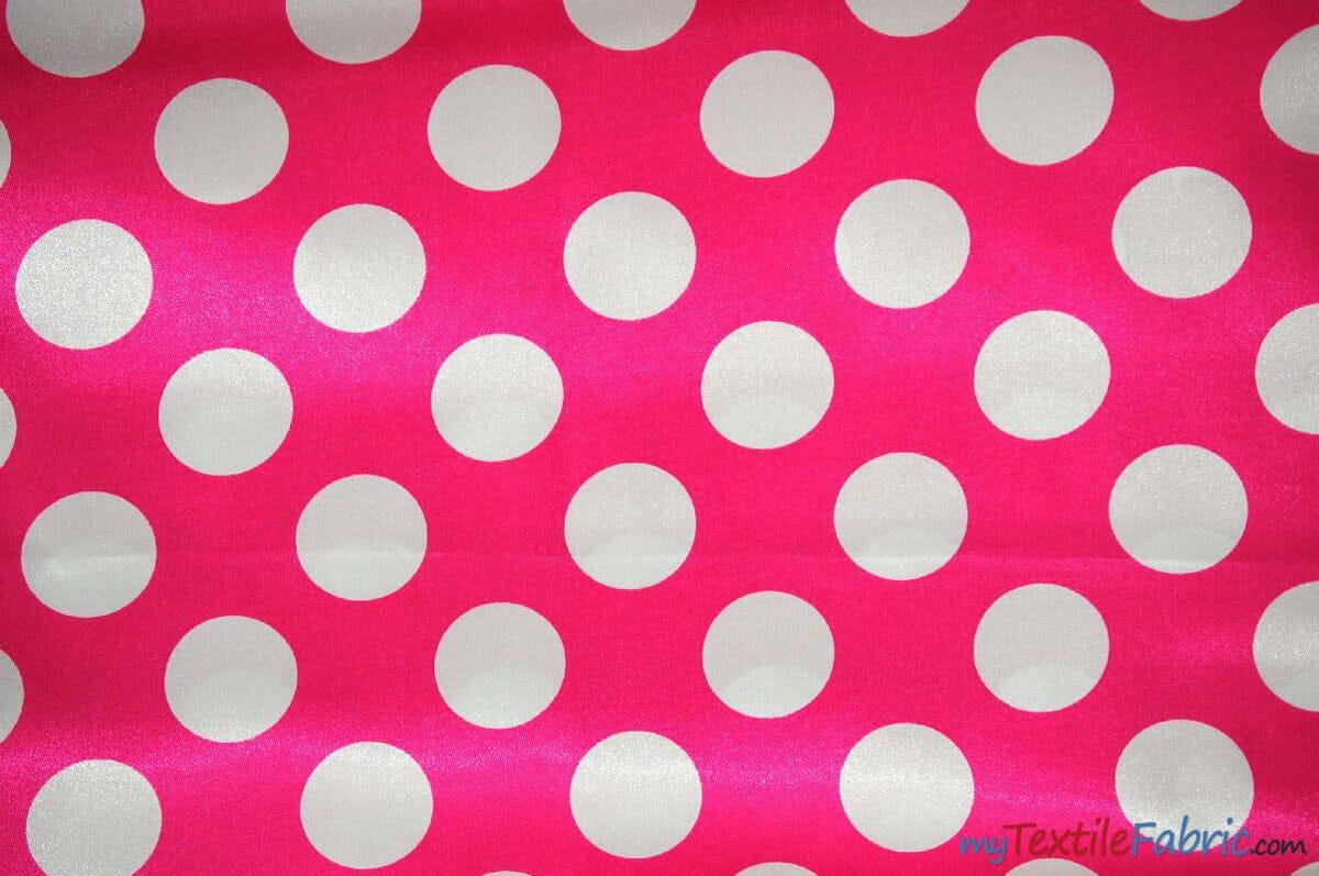 Polka Dot Satin | Soft Satin Polka Dot Charmeuse Fabric | 60" Wide | Fabric mytextilefabric Yards Fuchsia Polka Dot 