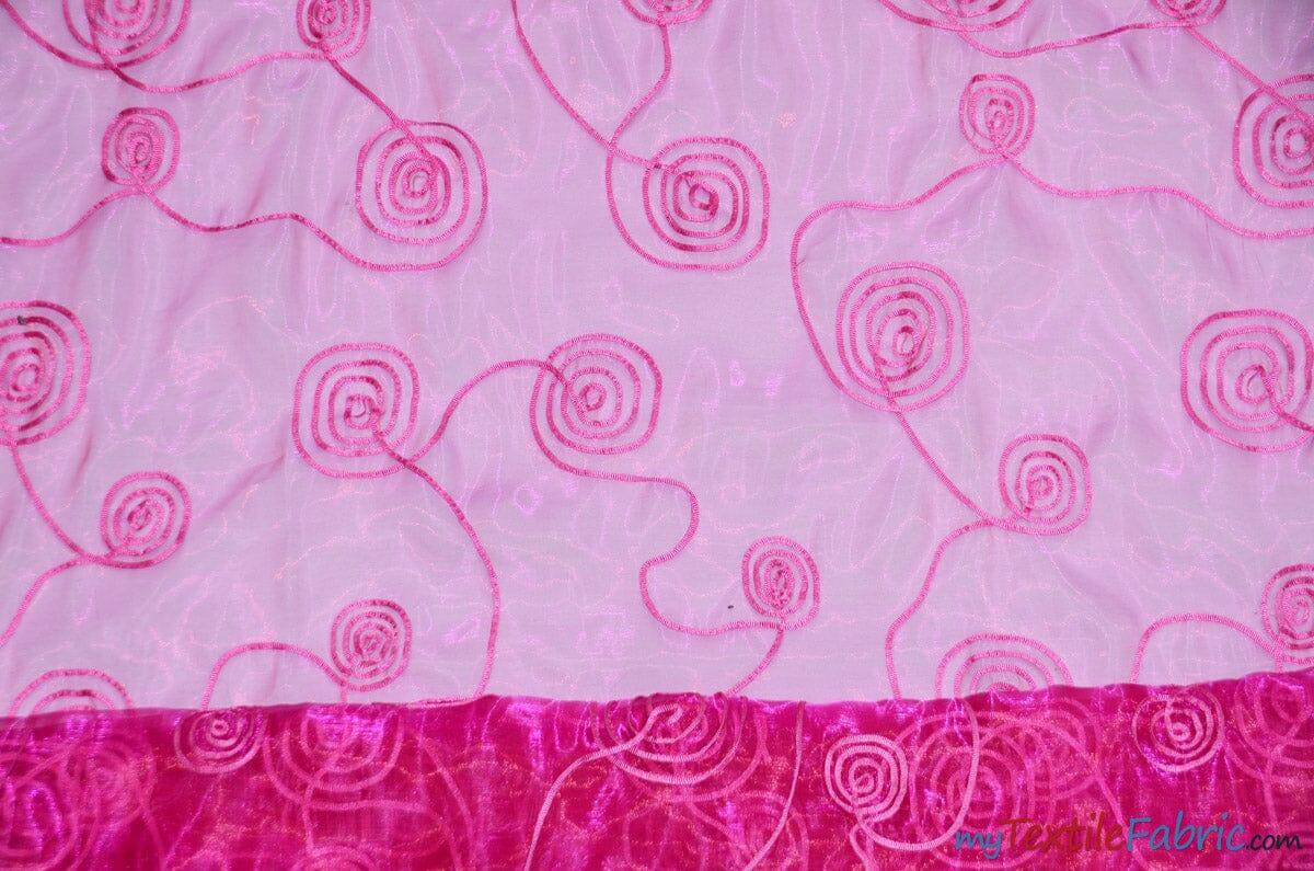 Donatello Organza Embroidery Fabric | Embroidered Floral Sheer | 54" Wide | Multiple Colors | Fabric mytextilefabric Yards Fuchsia 