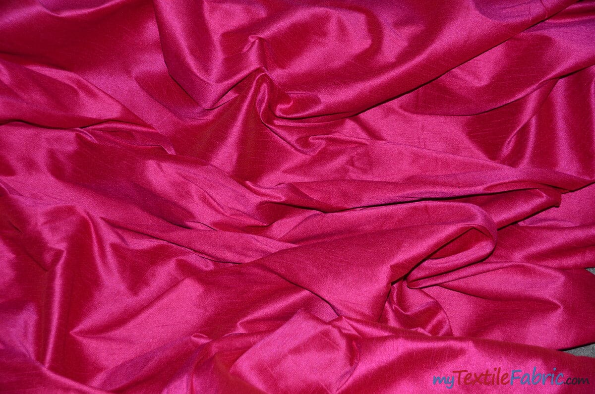 Polyester Silk Fabric | Faux Silk | Polyester Dupioni Fabric | Sample Swatch | 54" Wide | Multiple Colors | Fabric mytextilefabric Sample Swatches Fuchsia 