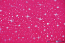 Shooting Star Foil Organza Fabric| 60" Wide | Sheer Organza with Foil Silver Metallic Star | Decor, Overlays, Accents, Dresses, Apparel | Fabric mytextilefabric Yards Fuchsia 