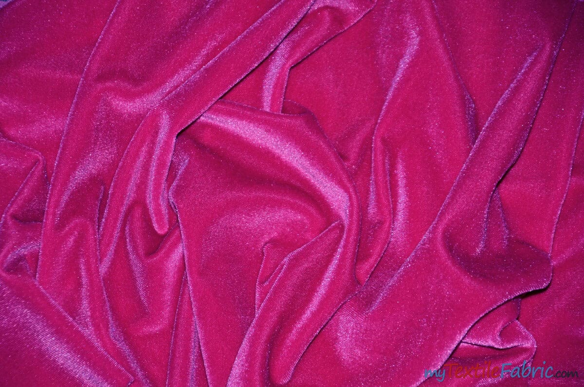 Velvet Stretch Fabric - Magenta - Spandex Stretch Velvet Fabric 60'' W
