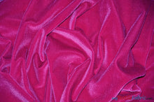 Load image into Gallery viewer, Soft and Plush Stretch Velvet Fabric | Stretch Velvet Spandex | 58&quot; Wide | Spandex Velour for Apparel, Costume, Cosplay, Drapes | Fabric mytextilefabric Yards Fuchsia 
