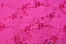 Load image into Gallery viewer, Ribbon Taffeta Fabric | Ribbon Cord Taffeta Embroidery | 54&quot; Wide | Multiple Colors | Fabric mytextilefabric Yards Fuchsia 