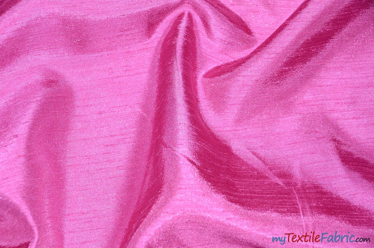 Shantung Satin Fabric | Satin Dupioni Silk Fabric | 60" Wide | Multiple Colors | Continuous Yards | Fabric mytextilefabric Yards Fuchsia 