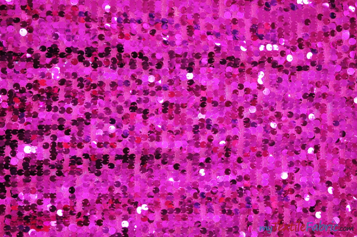 New York Dazzle Sequins Fabric | 6mm Sequins Fabric | 52" Wide | Multiple Colors | Fabric mytextilefabric Yards Fuchsia 