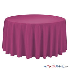 Load image into Gallery viewer, 108&quot; Round Polyester Seamless Tablecloth | Sold by Single Piece or Wholesale Box | Fabric mytextilefabric By Piece Fuchsia 