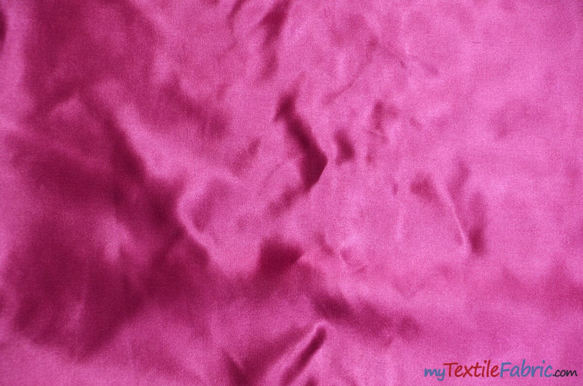 Bridal Satin Fabric | Shiny Bridal Satin | 60" Wide | Multiple Colors | Continuous Yards | Fabric mytextilefabric Yards Fuchsia 
