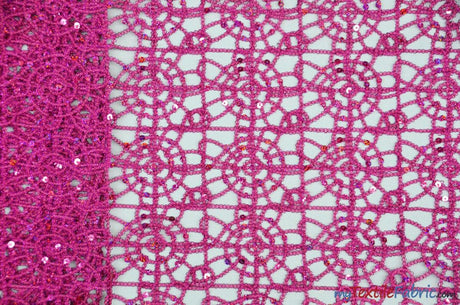 Open Weave Chain Chemical Lace Fabric | 50" Wide | 10 Colors | Fabric mytextilefabric Yards Fuchsia 