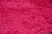 Load image into Gallery viewer, Swirl Organza Fabric | Embroidered Swirl Sheer | 54&quot; Wide | Multiple Colors | Fabric mytextilefabric Yards Fuchsia 