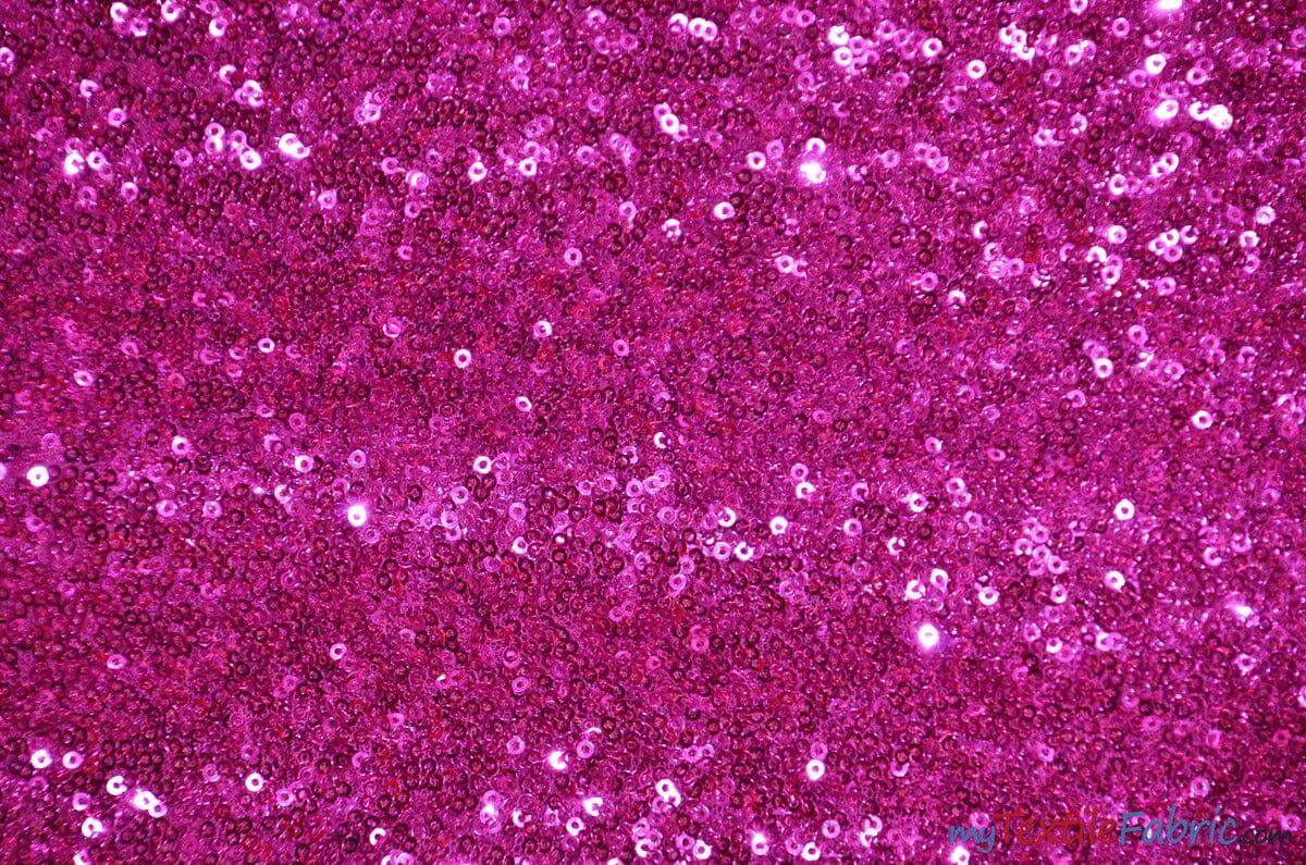 Glitz Mesh Sequins Fabric | 3mm Glitter Sequins | 52" Wide | Multiple Colors | Fabric mytextilefabric Yards Fuchsia 