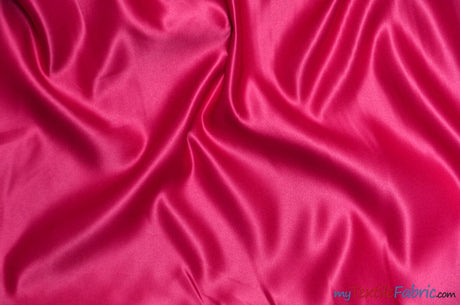 Stretch Matte Satin Peau de Soie Fabric | 60" Wide | Stretch Duchess Satin | Stretch Dull Lamour Satin for Bridal, Wedding, Costumes, Bridesmaid Dress Fabric mytextilefabric Yards Fuchsia 