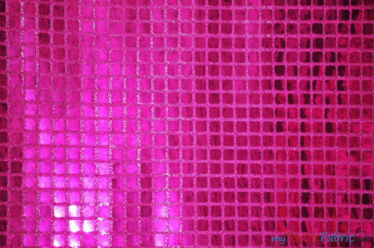 Square Sequins Fabric | Quad Sequins Fabric | 45" Wide | Multiple Colors | Decor and Costumes | Fabric mytextilefabric Yards Fuchsia 