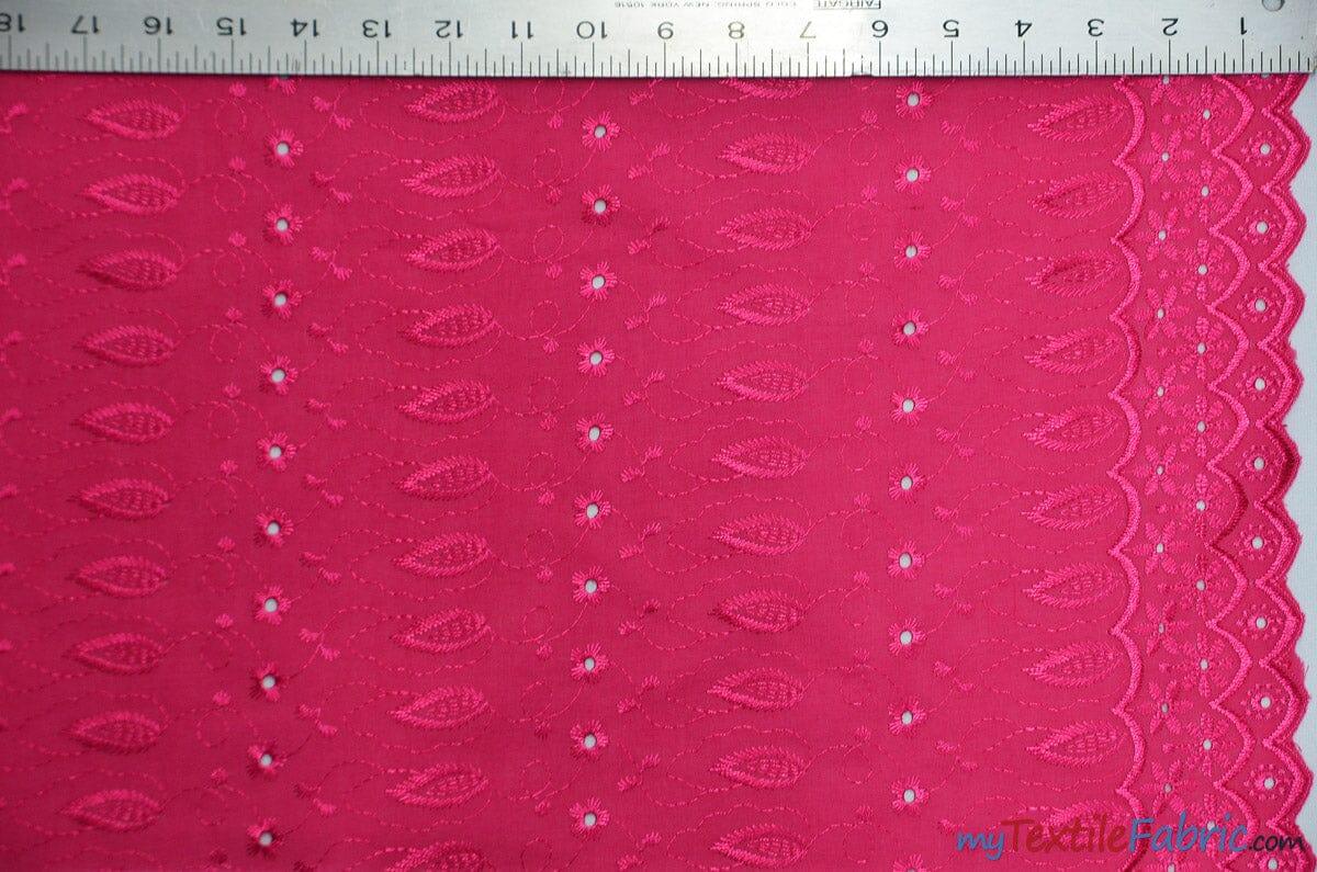 Polyester Cotton Eyelet Embroidery | Double Sided Border | 45" Wide | Multiple Colors | Fabric mytextilefabric Yards Fuchsia 