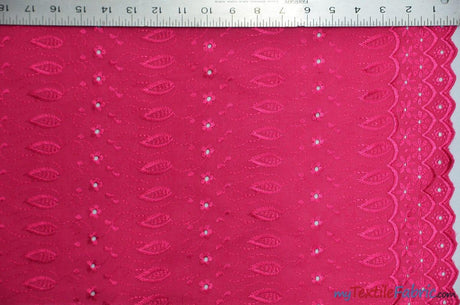 Polyester Cotton Eyelet Embroidery | Double Sided Border | 45" Wide | Multiple Colors | Fabric mytextilefabric Yards Fuchsia 