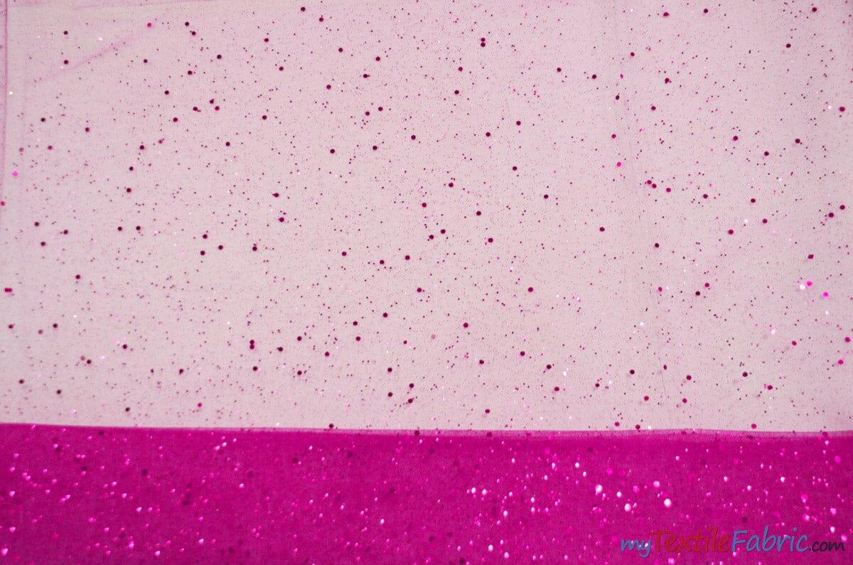 Tulle Glitter with Sequins and Glitter | 60" Wide | Multiple Colors | Glitter Tulle Fabric with Sequins Embellishments | Fabric mytextilefabric Yards Fuchsia 