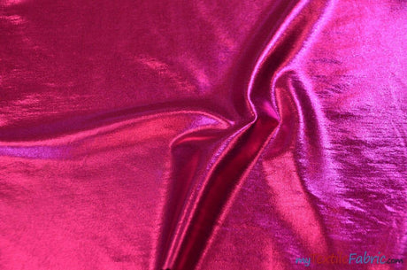 Metallic Foil Spandex Lame | Stretch Metallic Lame | Spandex Lame Fabric | All Over Foil on Stretch Knit | 60" Wide | Fabric mytextilefabric Yards Fuchsia 