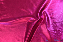 Load image into Gallery viewer, Metallic Foil Spandex Lame | Stretch Metallic Lame | Spandex Lame Fabric | All Over Foil on Stretch Knit | 60&quot; Wide | Fabric mytextilefabric Yards Fuchsia 