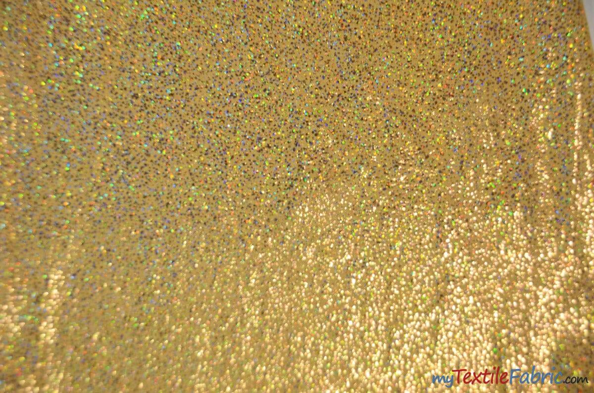 4 Way Stretch Dancewear Fabric | Pebbles Hologram Spandex | 58/60" Wide | Multiple Colors | Fabric mytextilefabric Yards Gold Gold 