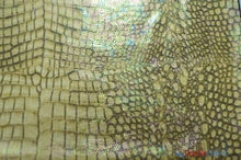 Load image into Gallery viewer, 4 Way Stretch Dancewear Fabric | Jungle Alligator Hologram Spandex | 58/60&quot; Wide | Multiple Colors | Fabric mytextilefabric Yards Gold 