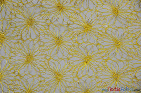 Open Weave Metallic Rose Mesh Fabric | 52" Wide | Scalloped Edge | Silver and Gold | Fabric mytextilefabric Yards Gold 