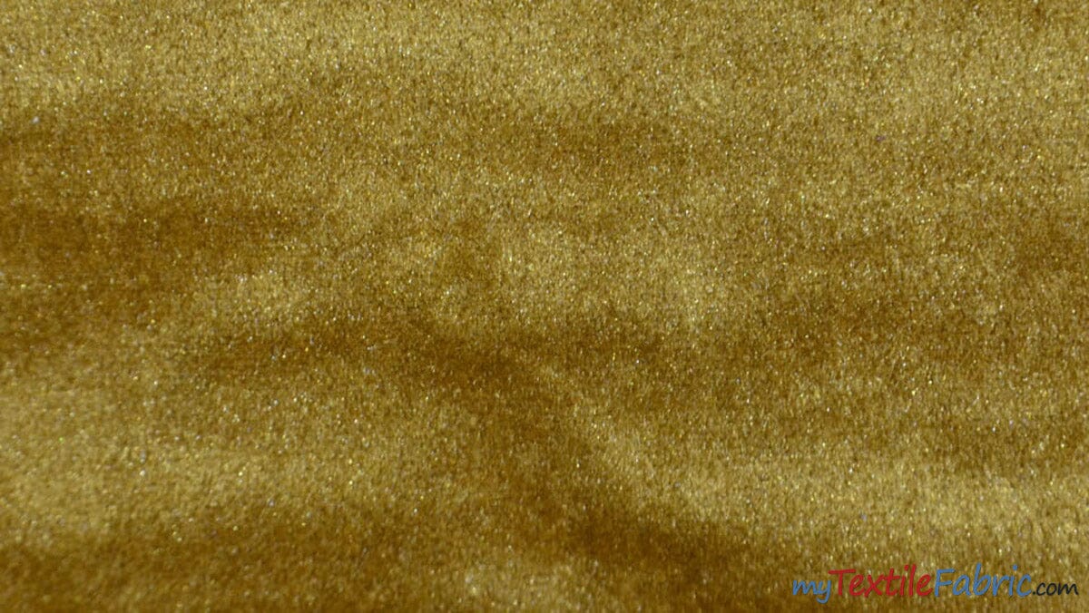 Royal Velvet Fabric | Soft and Plush Non Stretch Velvet Fabric | 60" Wide | Apparel, Decor, Drapery and Upholstery Weight | Multiple Colors | Continuous Yards | Fabric mytextilefabric Yards Gold 