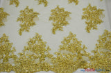 Camilla Embroidery Fabric | Bridal Lace Design YX 1098 | 52" Wide | Fabric mytextilefabric Yards Gold 