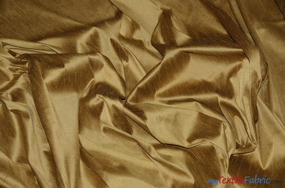 Polyester Silk Fabric | Faux Silk | Polyester Dupioni Fabric | Continuous Yards | 54" Wide | Multiple Colors | Fabric mytextilefabric Yards Gold 