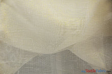 Load image into Gallery viewer, Extra Wide Metallic Faux Sheer Linen | Metallic Sheer Linen for Drapery | 108&quot; Wide | Silver and Gold | Multiple Colors | Fabric mytextilefabric 3&quot;x3&quot; Sample Swatch Ivory Gold 