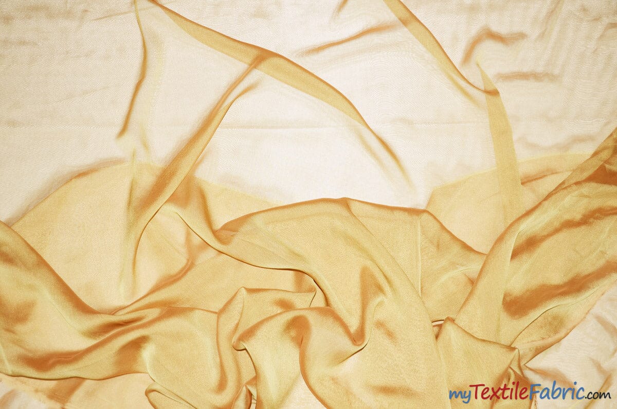 Two Tone Chiffon Fabric | Iridescent Chiffon Fabric | 60" Wide | Clean Edge | Multiple Colors | Wholesale Bolt | Fabric mytextilefabric Bolts Gold 