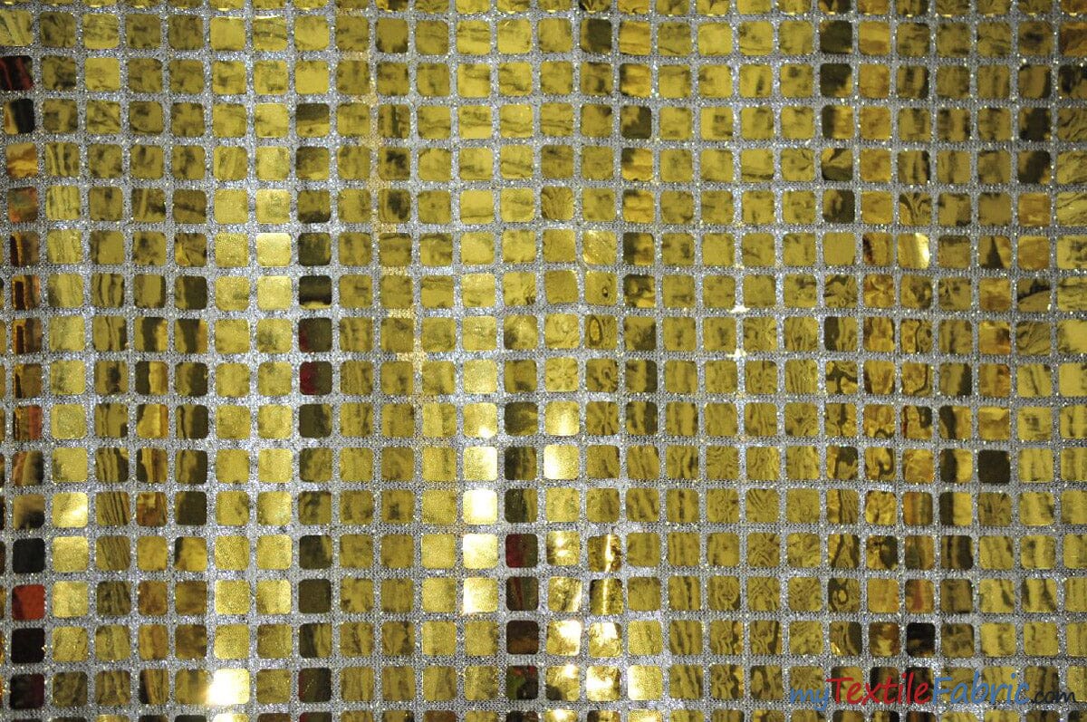 Square Sequins Fabric | Quad Sequins Fabric | 45" Wide | Multiple Colors | Decor and Costumes | Fabric mytextilefabric Yards Gold 